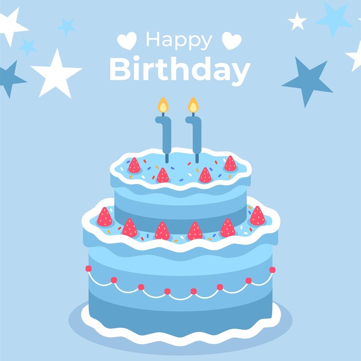 Cake poster design for birthday cake congratulations 11 years old birthday