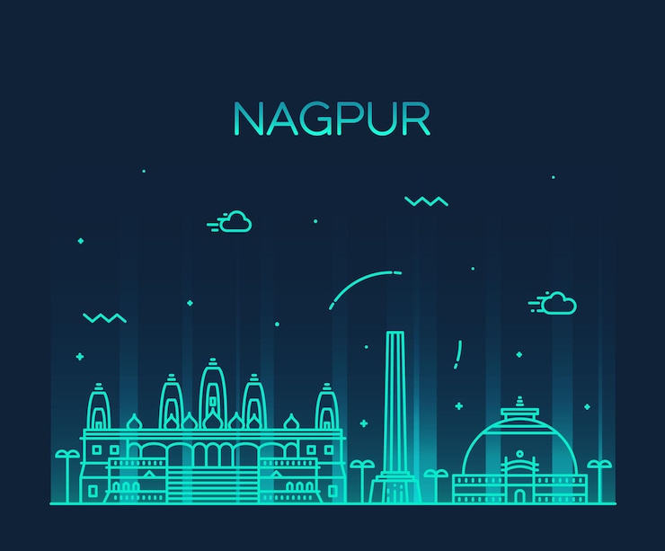 Vector cakrawala nagpur, siluet detail. ilustrasi vektor trendi, gaya linier