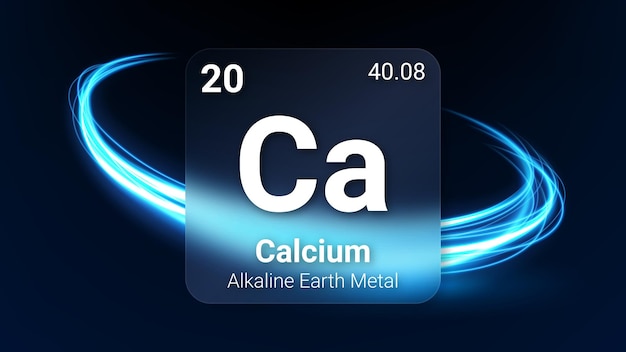 Calcium Ca 020 Alkaline Earth Metal Glass Morphism Element Periodic Table Chemical Symbol Atomic Mas