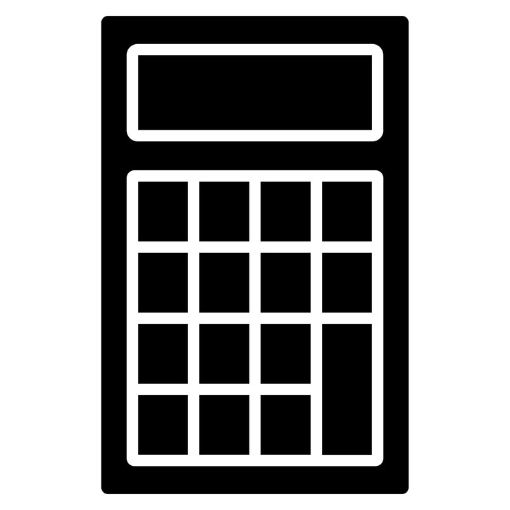Vector calculator glyph solid black illustration