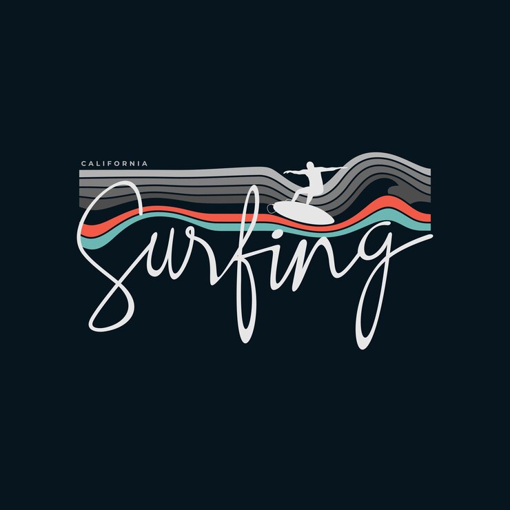 Vector california surfing illustration typography for  t shirt design.