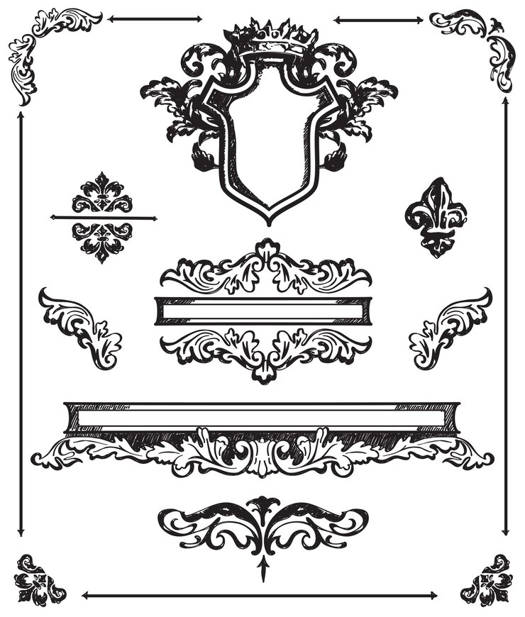 Vector calligraphic design elements and page decoration