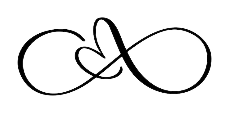 Vector calligraphy vector heart and sign forever valentine day infinity love romantic symbol logo linked