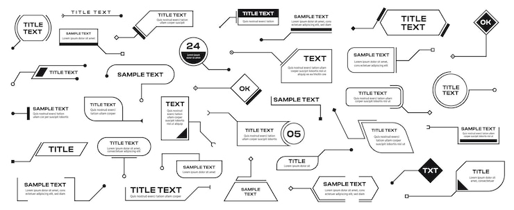 Vector callout messages futuristic digital banner with text and arrow infographic callout menu elements and content presentation vector infographic template set frame for titles text boxes with control