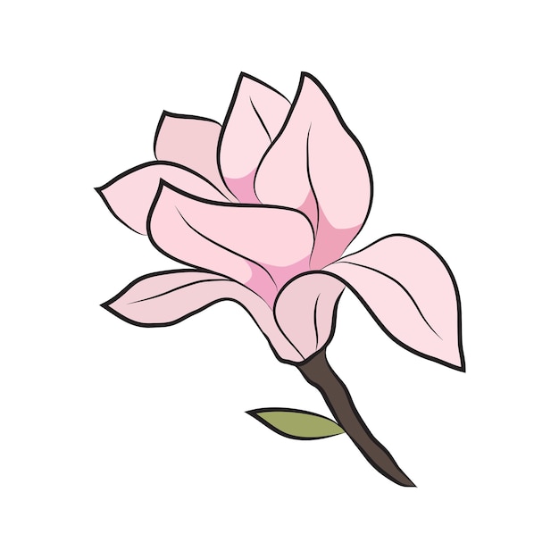 Camellia flower simple color icon Botanical bud for cards