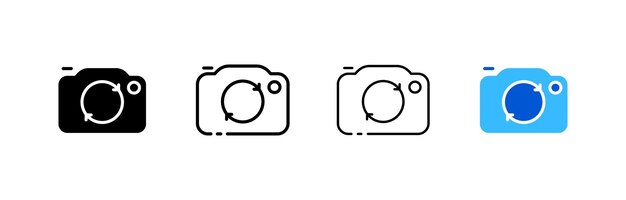 camera icons different styles arrows in a circle a set of cameras vector icons
