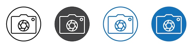 camera shutter icon flat editable icon mark set