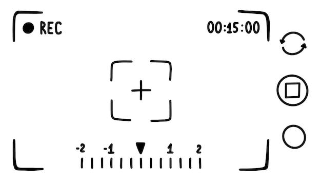Camera viewfinder application interface on smartphone screen Movie mode Doodle style sketch