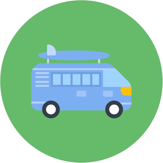 Camper Van Vector Illustration Style