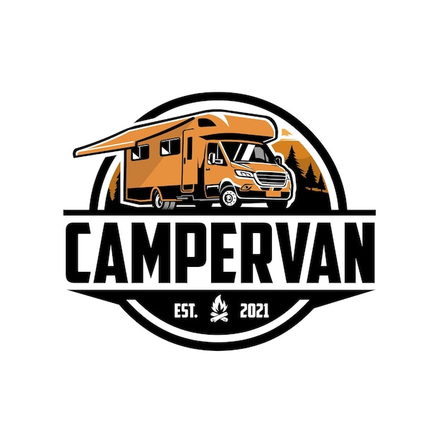 Campervan motorhome RV caravan ready made logo vector isolated