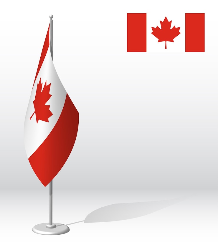 Vector canada flag on flagpole for registration of solemn event meeting foreign guests national independe