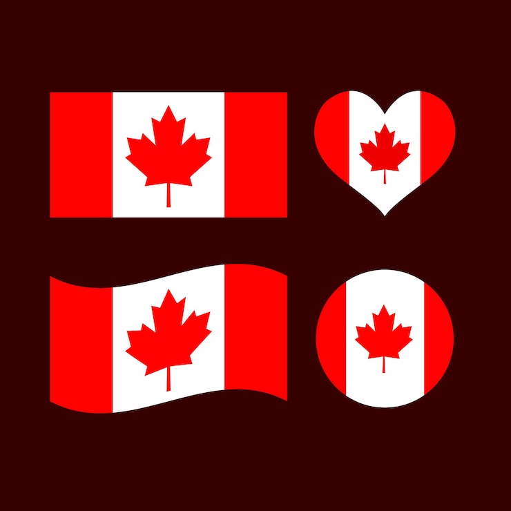 Vector canada flag vector illustration heart circle rectangle shape waving canada flag