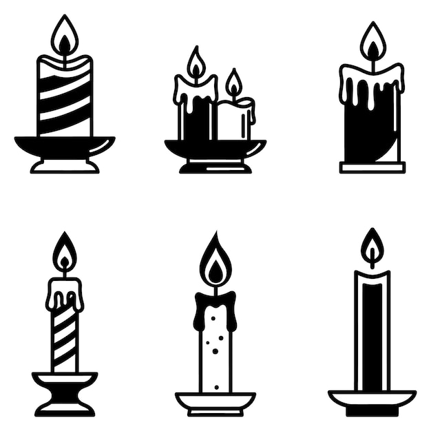 Candle icon Black candle icons in flat design
