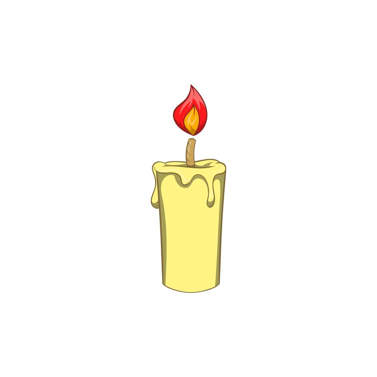 Vector candle icon in cartoon style isolated on white background light symbol