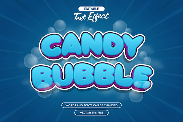 Candy bubble editable text effect with cloud decoration