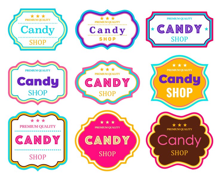 Candy shop Logo labels colorful vector design