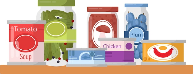 Canned Food On Shelf
