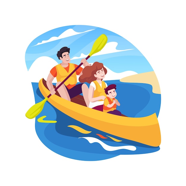 Canoeing isolated cartoon vector illustration