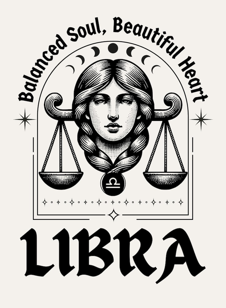 Vector capture libras harmonious and compassionate energy with this charming design vector illustration
