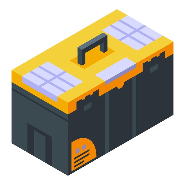 Car mechanic plastic tool box icon Isometric of car mechanic plastic tool box vector icon for web design isolated on white background