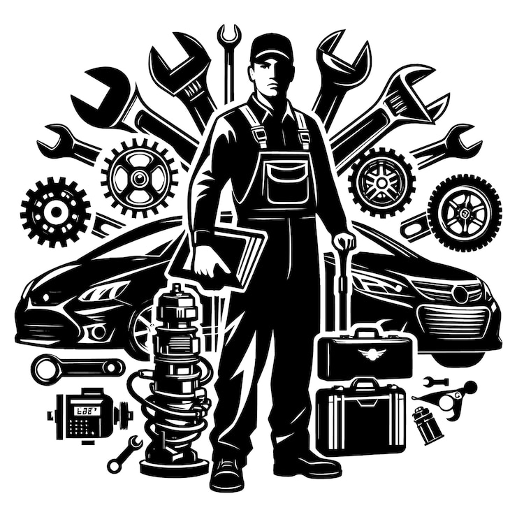 Vector car mechanic tools cut files for silhouette file car repair cut files piston file wrench files
