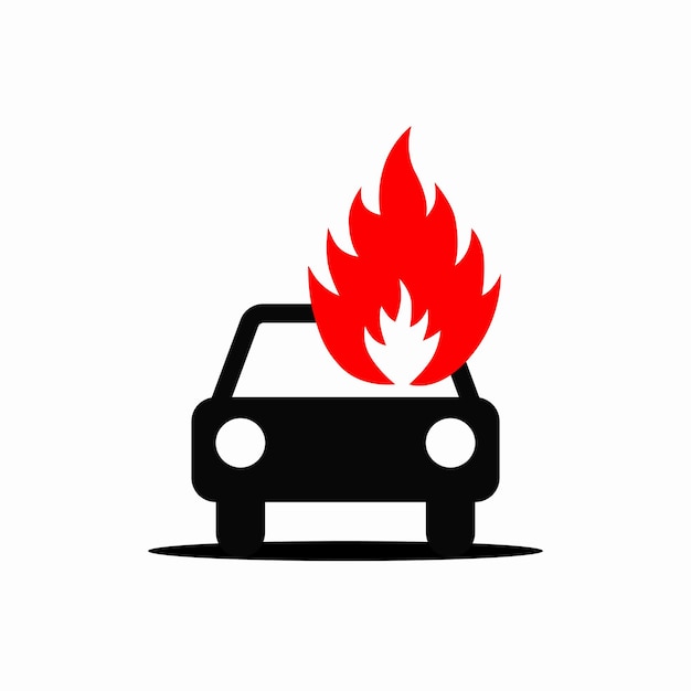 Car on fire icon Vector illustration