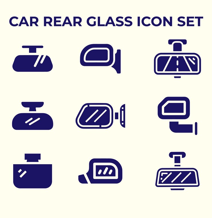 Car rear glass icons or logos set