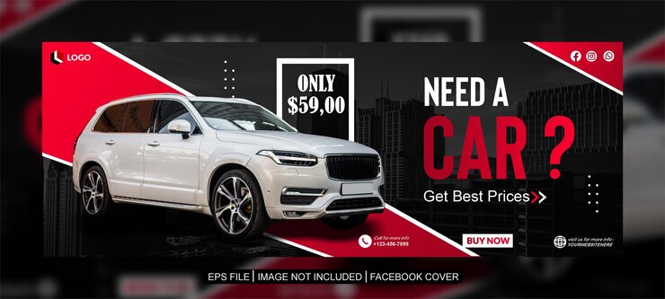 Vector car rent social media post template