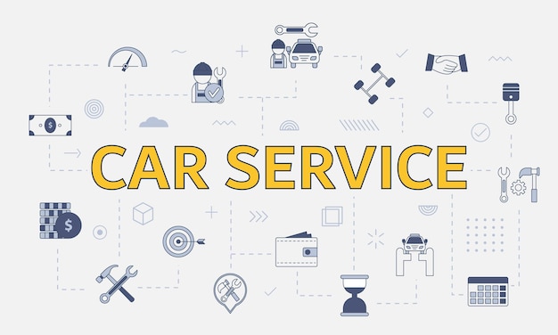 Car services concept with icon set with big word or text on center