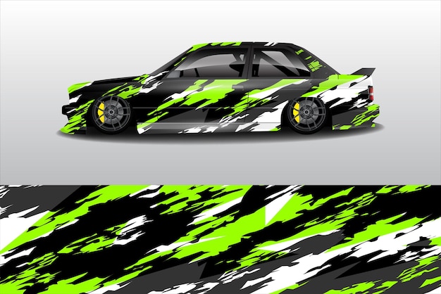 Car sticker design vector Graphic grunge abstract lines racing background kit design for racing ca