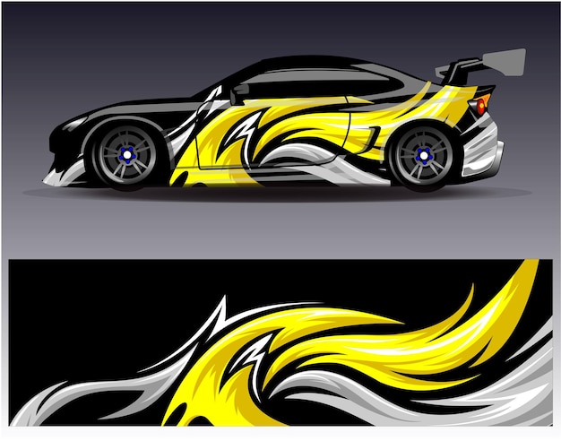 Car wrap design vector Graphic abstract stripe racing background designs for vehicle rally race