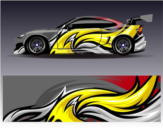 Car wrap design vector Graphic abstract stripe racing background designs for vehicle rally race