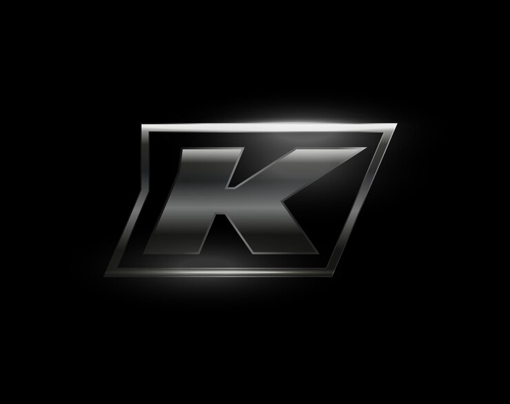 Vector carbon speed letter k logo dark matte metal carbon texture drive dynamic steel letter turbo bold