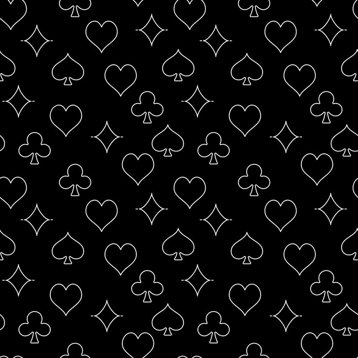 Card Suits Pattern vector Casino seamless dark background