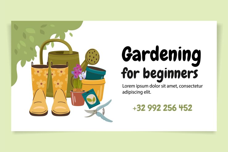 Vector card template for gardening store advertising brochure for business