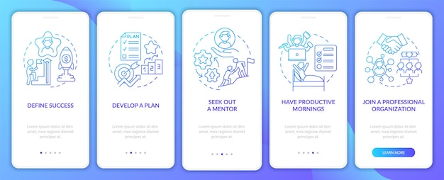 career advancement steps gradient onboarding mobile app page screen