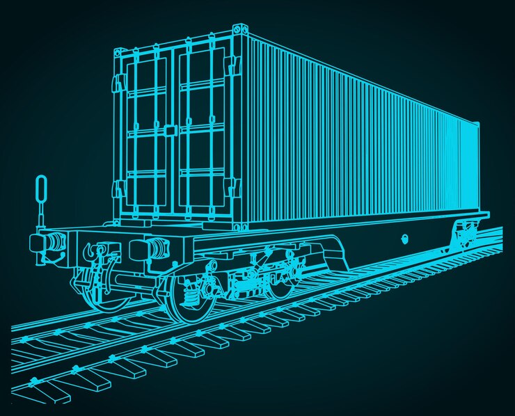Vector cargo railway platform with a container illustration