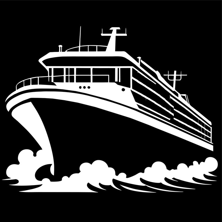 Vector cargo ship loading in port cartoon illustration