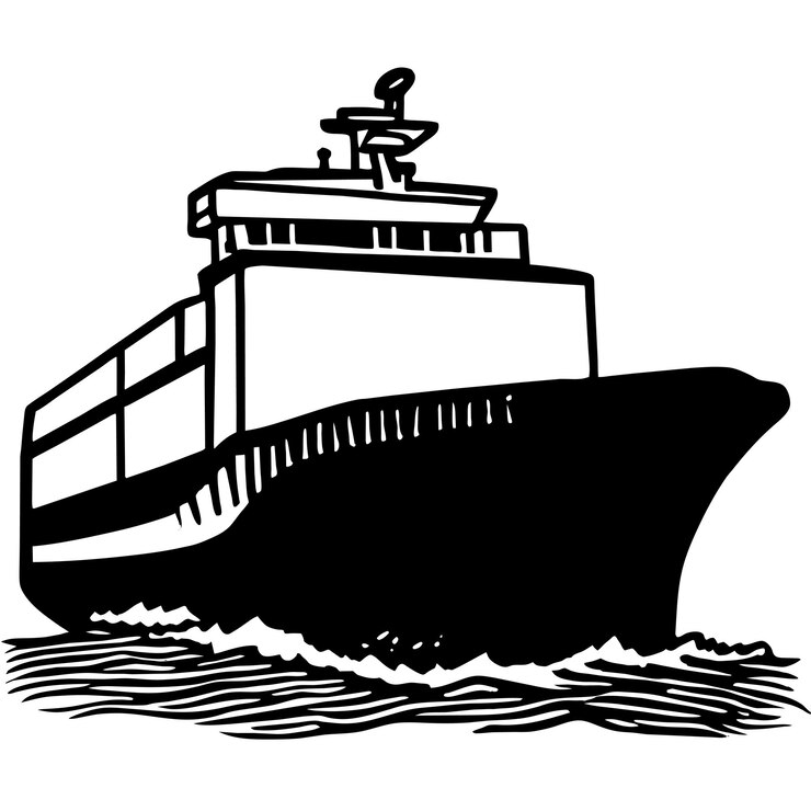 Vector cargo ship loading in port cartoon illustration
