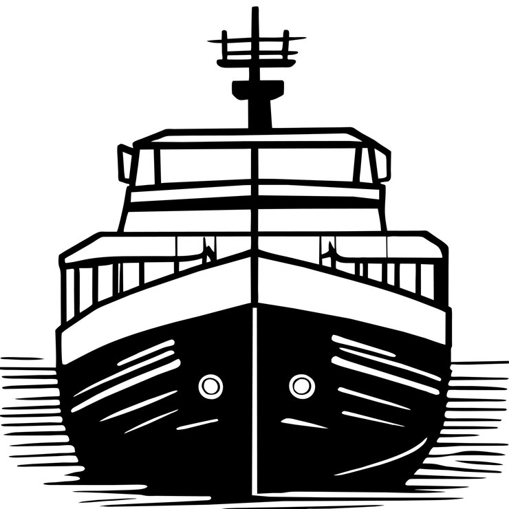 Vector cargo ship loading in port cartoon illustration
