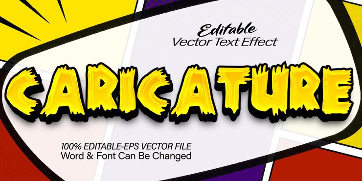 Vector caricature vector text effect editable alphabet comic drawing funny artwork movie