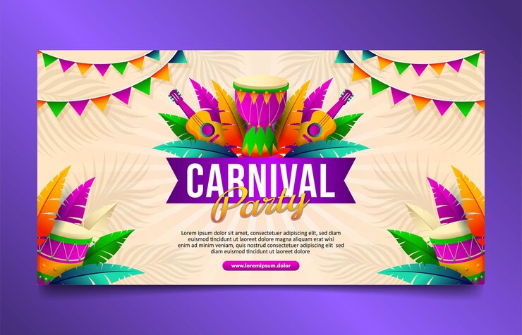 Carnival Brazilian Festival horizontal banner, social media cover template design