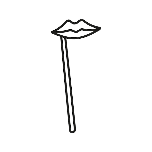 Carnival lips mask on the stick Hand drawn doodle vector illustration props on event