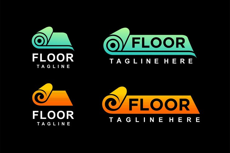 carpet roll logo with floor lettering concept