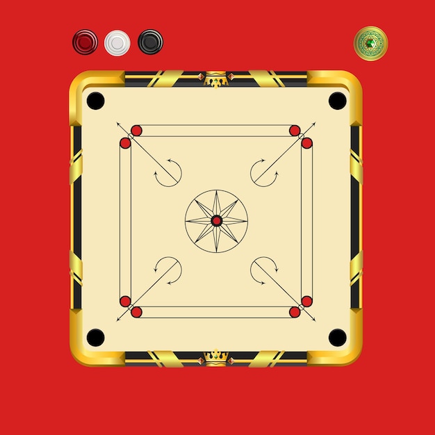 carrom board design for the mobile game user interface board game with a striker and coins