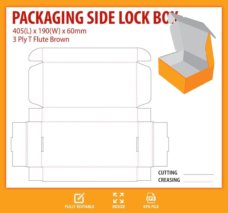 Vector carry meal box dieline mockup