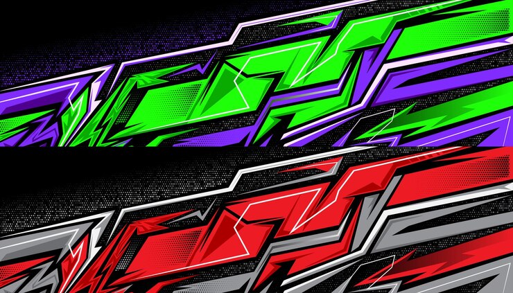 Cars decals vibrant abstract design dynamic colorful graphic vinyl wraps Stripe sticker