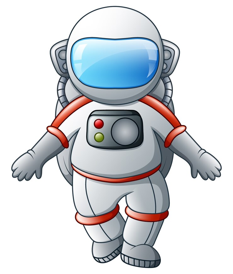 Vector cartoon astronaut isolated on a white background