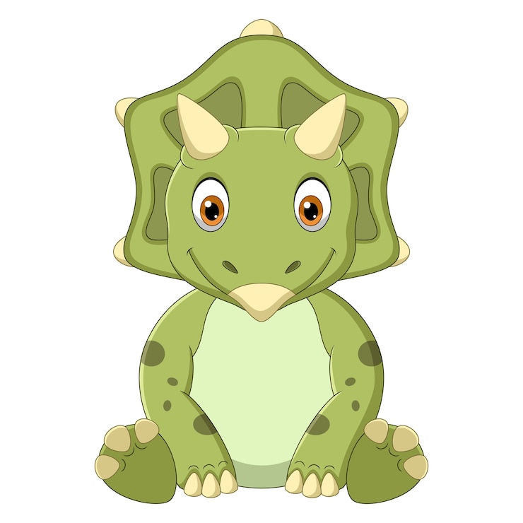Vector cartoon baby triceratops dinosaur sitting