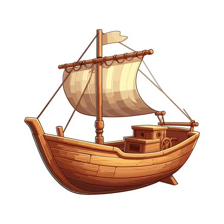 Vector cartoon boat vector illustration